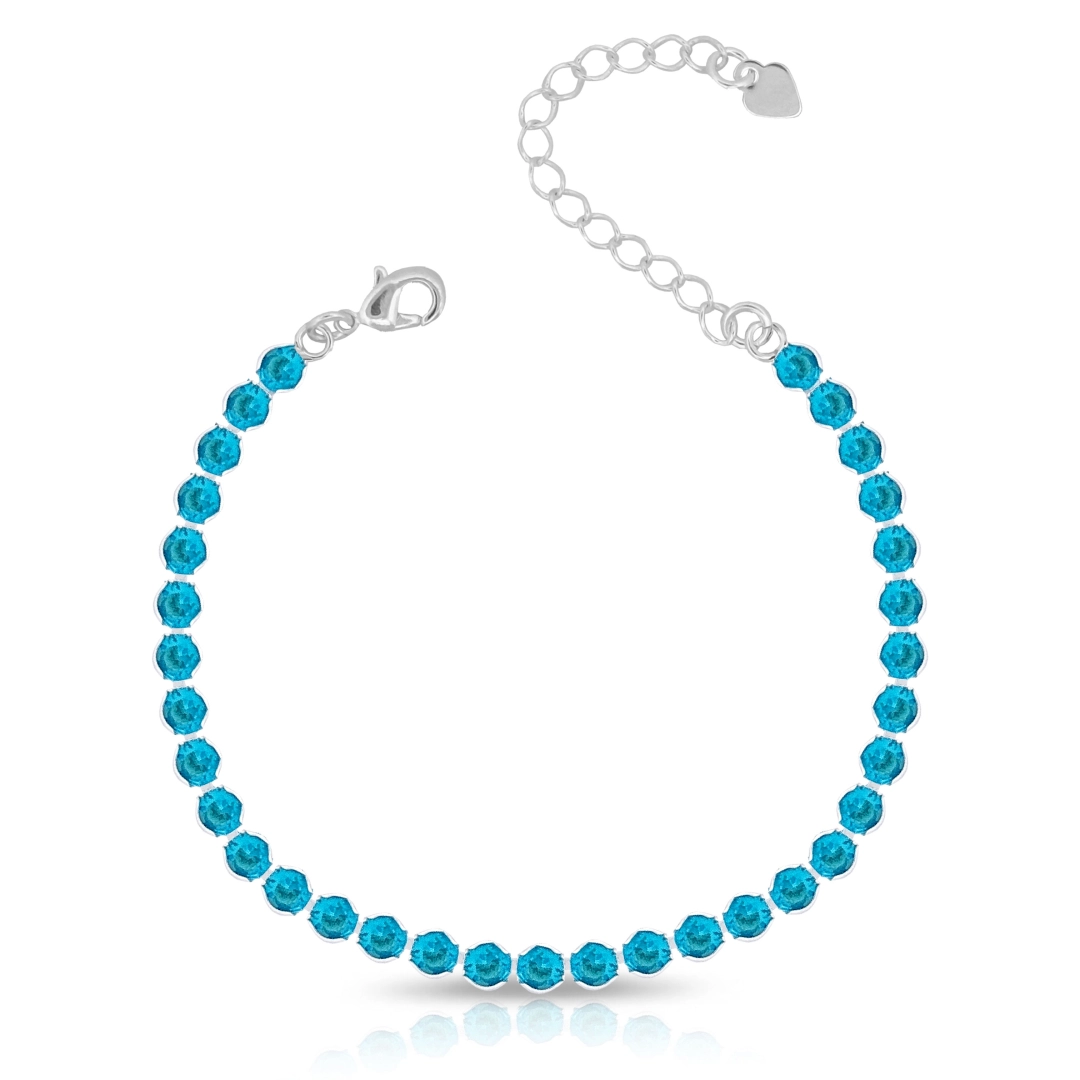Pulseira De Prata Leve Riviera Com Zircônias Topázio