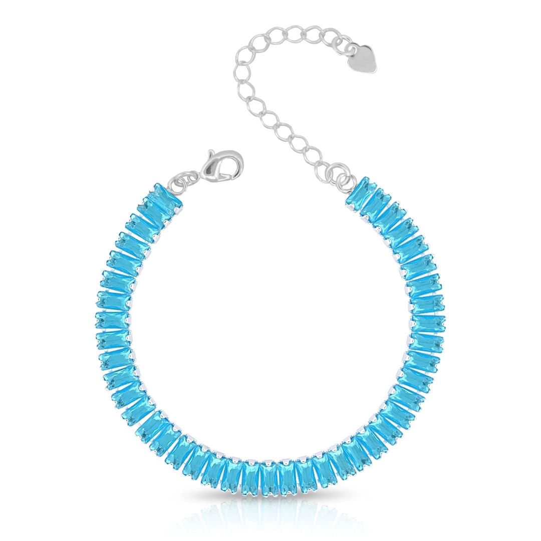 Pulseira De Prata Leve Riviera Com Zircônias Topázio