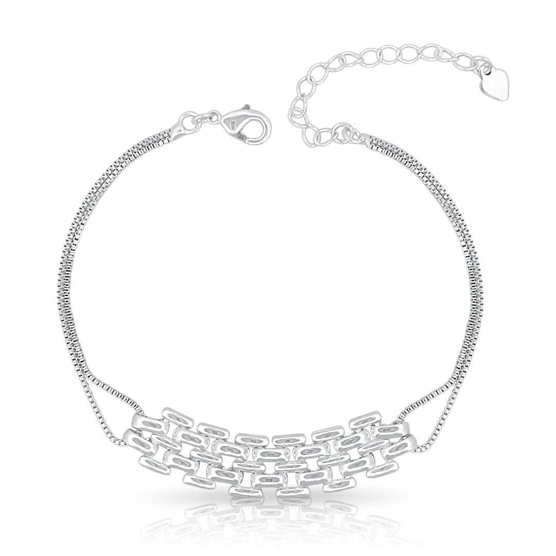 Pulseira De Prata Leve Veneziana Trabalhada