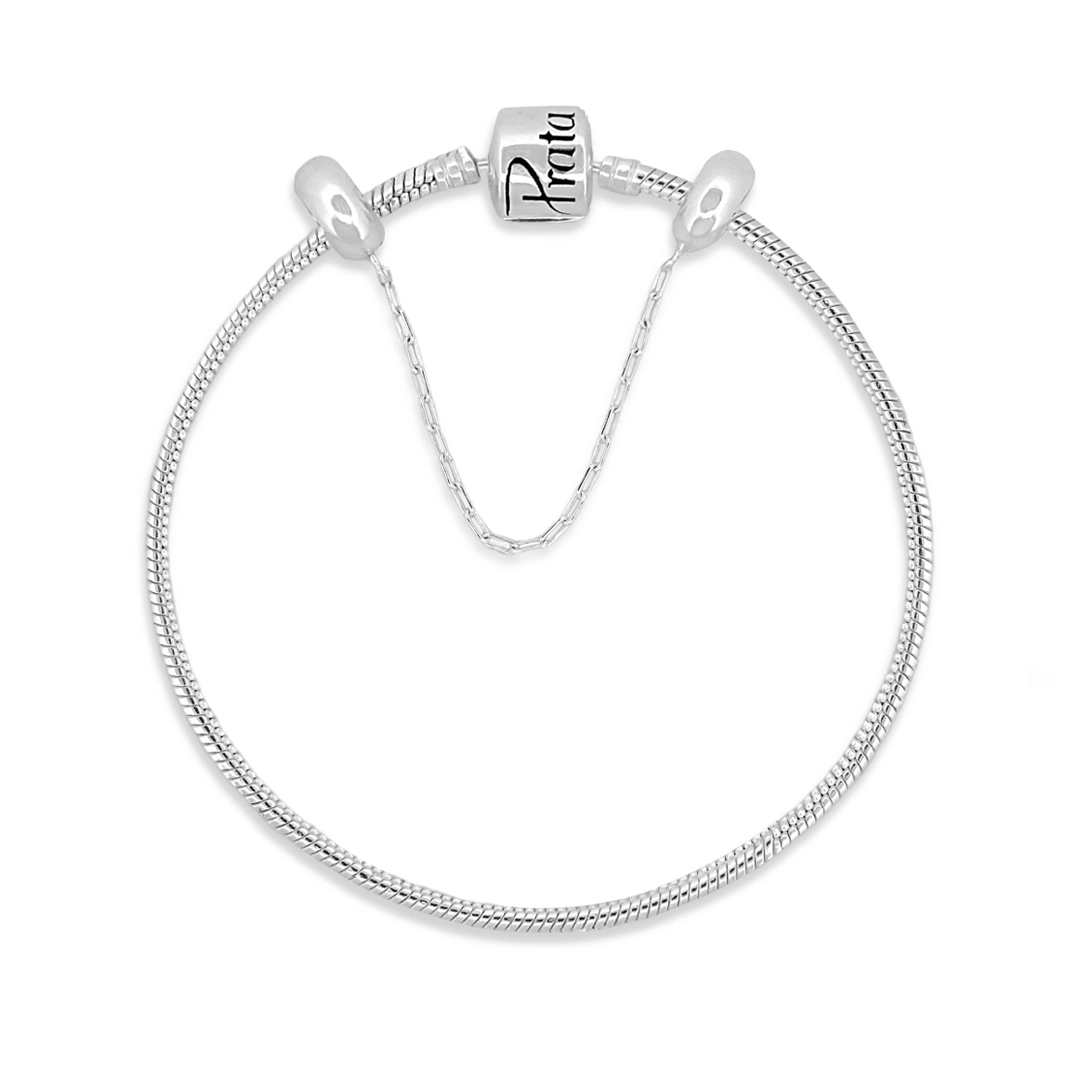 Pulseira de Prata para Berloques com Trava 18 cm
