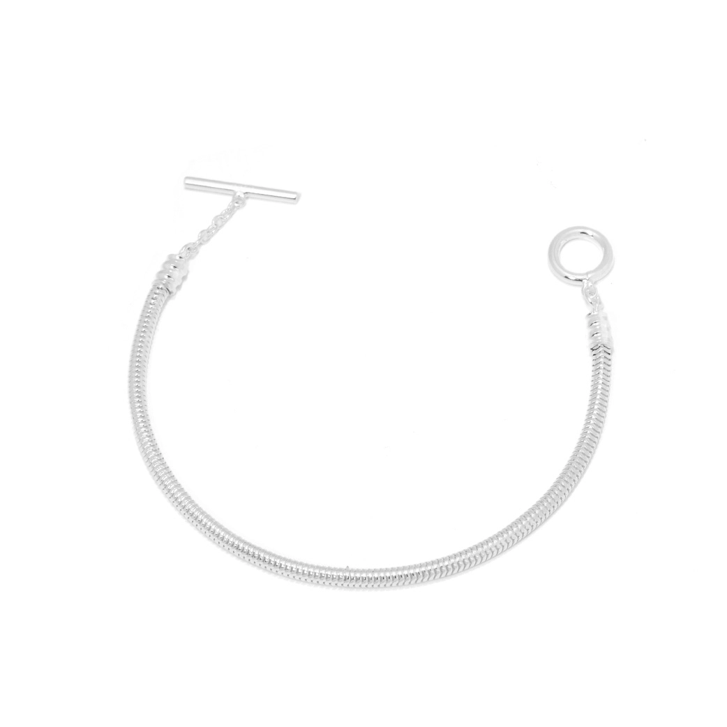 Pulseira de Prata Conduíte Espelhada com Fecho T 20 CM